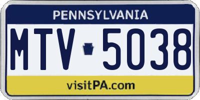 PA license plate MTV5038