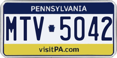 PA license plate MTV5042