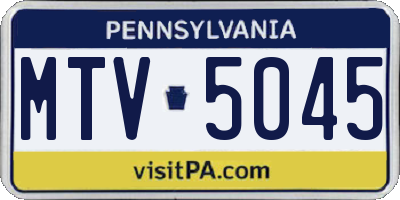 PA license plate MTV5045