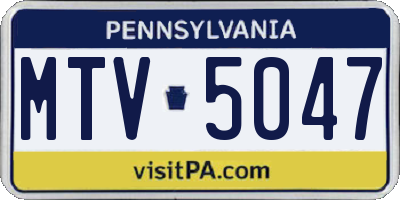 PA license plate MTV5047
