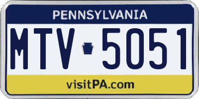 PA license plate MTV5051