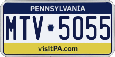 PA license plate MTV5055