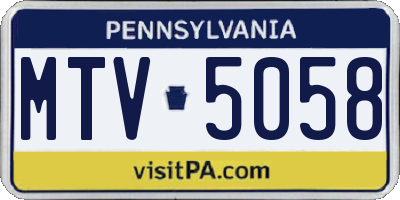 PA license plate MTV5058