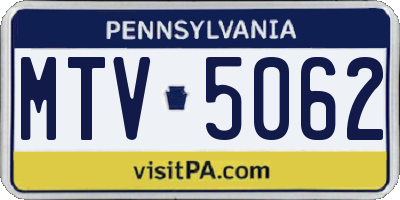 PA license plate MTV5062