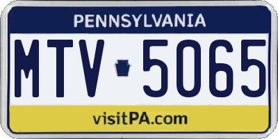 PA license plate MTV5065