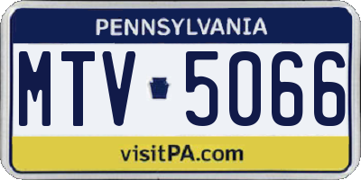 PA license plate MTV5066