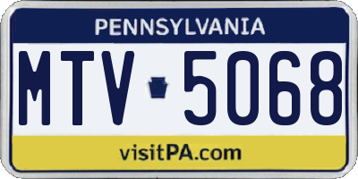 PA license plate MTV5068