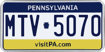 PA license plate MTV5070