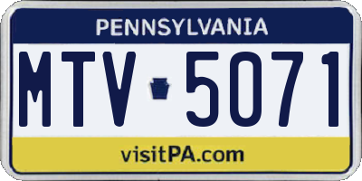 PA license plate MTV5071