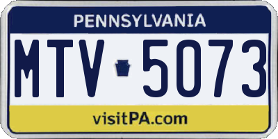 PA license plate MTV5073