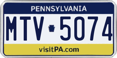 PA license plate MTV5074