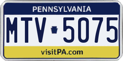 PA license plate MTV5075