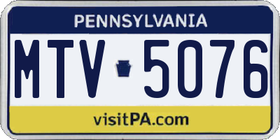 PA license plate MTV5076