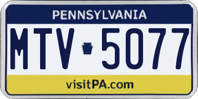 PA license plate MTV5077