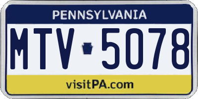 PA license plate MTV5078