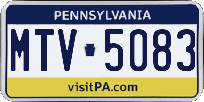 PA license plate MTV5083