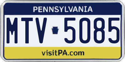 PA license plate MTV5085
