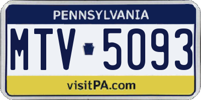 PA license plate MTV5093