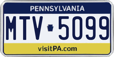 PA license plate MTV5099
