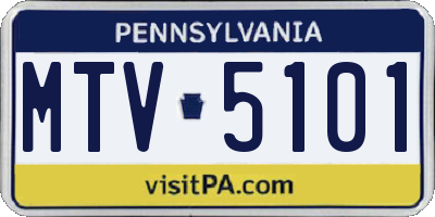 PA license plate MTV5101