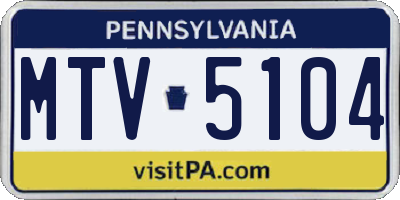 PA license plate MTV5104