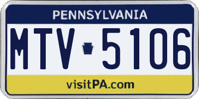 PA license plate MTV5106
