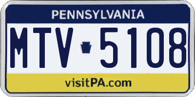 PA license plate MTV5108