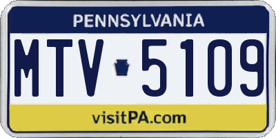 PA license plate MTV5109
