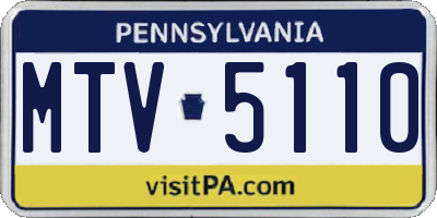 PA license plate MTV5110