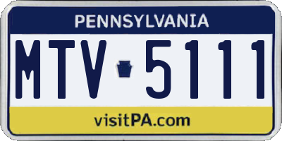 PA license plate MTV5111