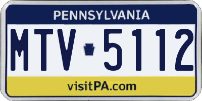 PA license plate MTV5112