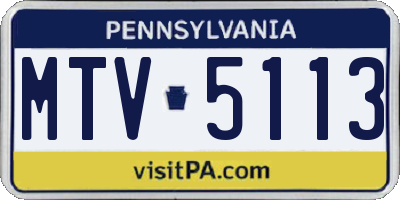 PA license plate MTV5113