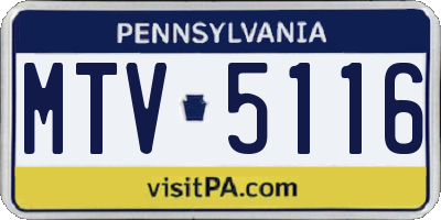 PA license plate MTV5116