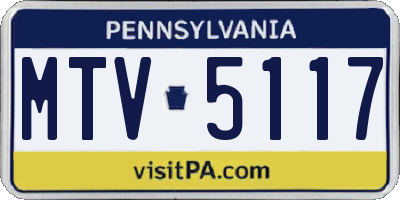 PA license plate MTV5117