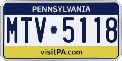 PA license plate MTV5118