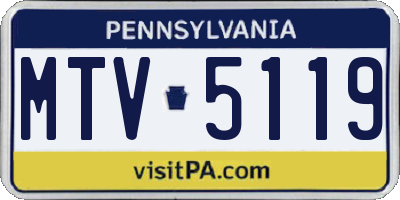 PA license plate MTV5119
