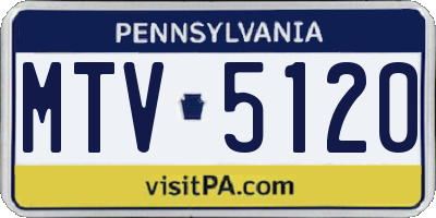 PA license plate MTV5120