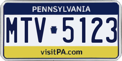 PA license plate MTV5123
