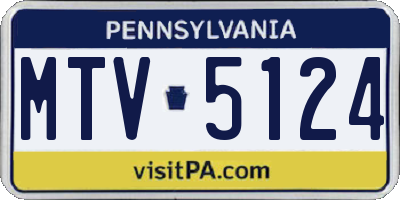PA license plate MTV5124
