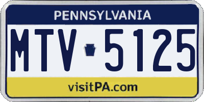 PA license plate MTV5125