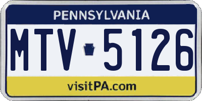 PA license plate MTV5126
