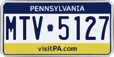 PA license plate MTV5127