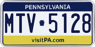 PA license plate MTV5128