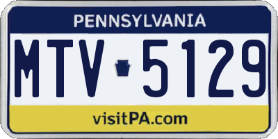 PA license plate MTV5129