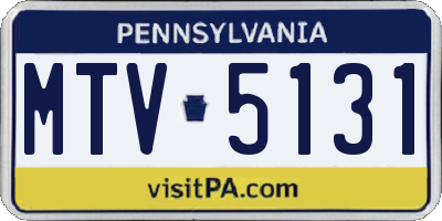 PA license plate MTV5131