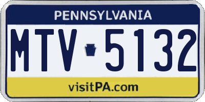 PA license plate MTV5132