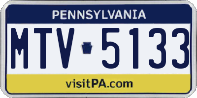 PA license plate MTV5133