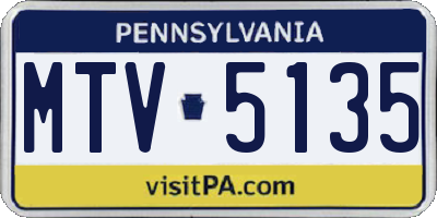PA license plate MTV5135