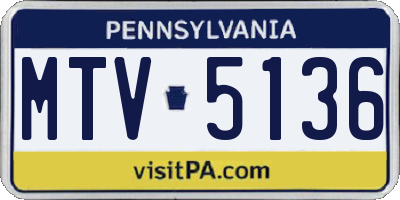 PA license plate MTV5136