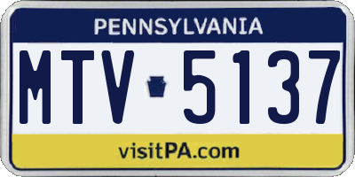 PA license plate MTV5137